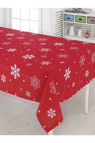 Fabeteks Red Christmas Snowflake Tablecloth