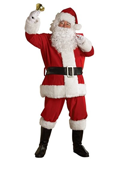 Bkmc Costum unisex de Moș Crăciun din catifea roșie de lux