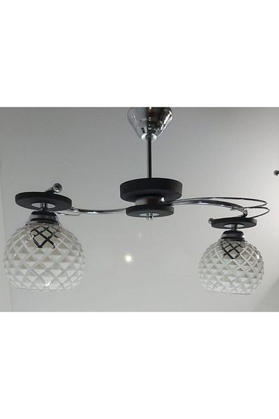 Uçar Ilay Black 2-Piece White Diamond Glass Chandelier