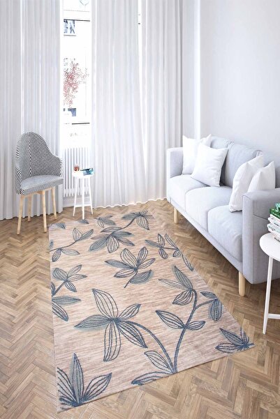 MODANOİVA Leke Tutmaz Yıkanabilir Kaymaz Dot Taban Dijital Baskı Salon Halısı 120m01700061