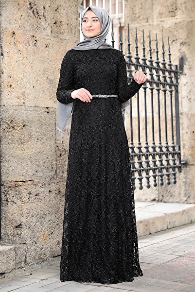 Mihrunisa فستان سهرة أسود نسائي