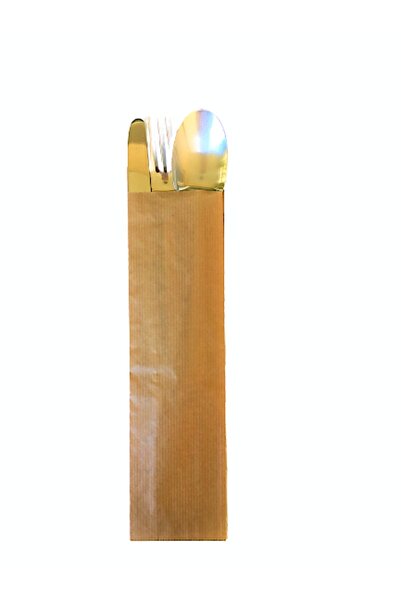 Çatal Kaşıklık Çizgili Baskısız Şamua Kraft Kese Kağıdı 7x28cm 10kg 3400 Adet