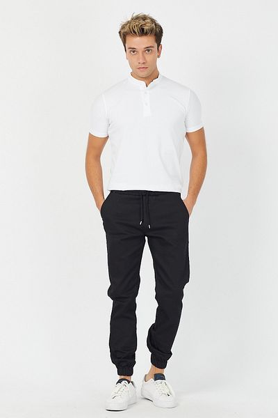 Tarz Cool Ανδρικό παντελόνι Jogger - Μαύρο, ελαστικό πόδι, Lycra