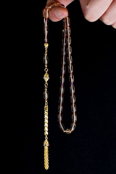 Tesbih Otağı Fire Amber Rosary with Gold Plated Silver Tassels