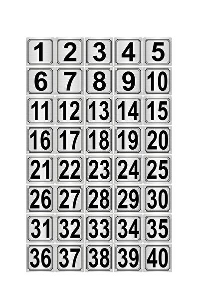 Özarslan Dizayn Număr dulap de masă ușă metalică 7 cm x 7 cm 40 buc