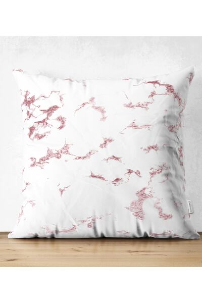 Realhomes غطاء وسادة من جلد الغزال الحديث مطبوع رقميًا باللون الوردي مع خلفية...