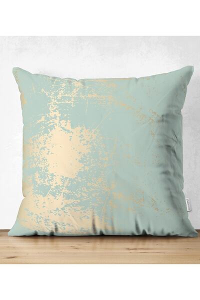Realhomes Renkli Zeminli Soyut Mermer Desenli Dijital Baskılı Modern Yastık K...