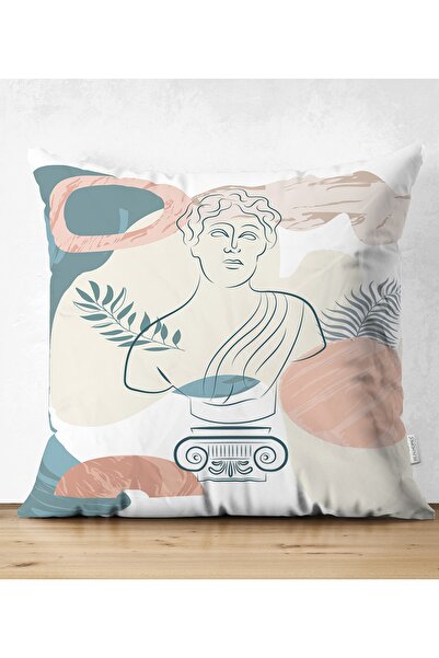 Realhomes Motiv antic cu două fețe pe fundal alb Onedraw desen din piele întoarsă Husa de perna