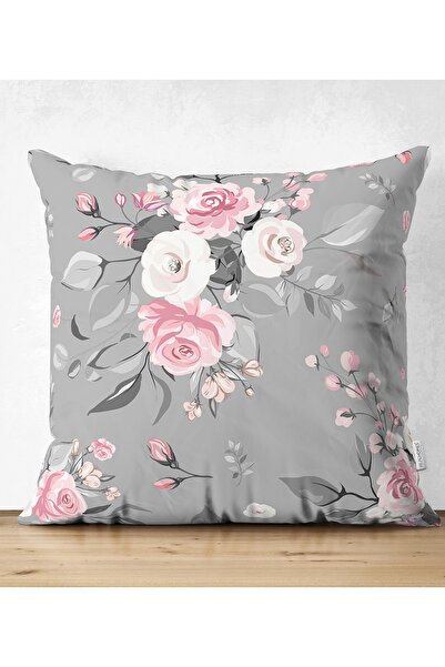 Realhomes Renkli Zemin Üzerinde Flamingo Desenli Yaprak Motifli Yastık Kırlen...