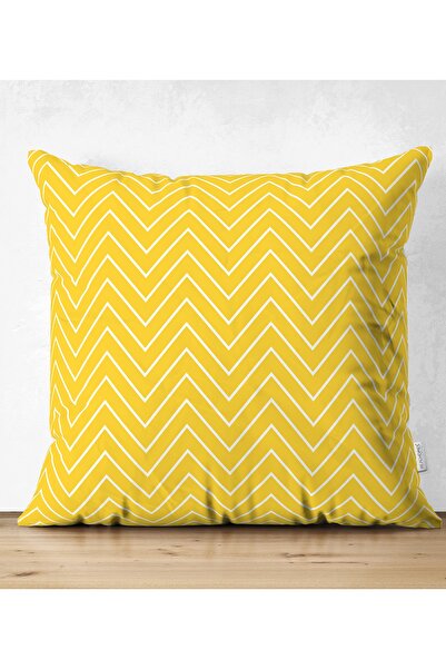 Realhomes Çift Taraflı Sarı Zemin Üzerinde Geometrik Çizimli Dijital Baskılı ...