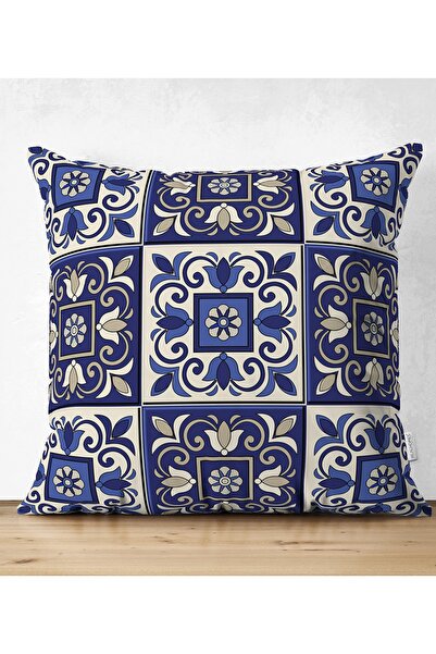 Realhomes Double Sided Pastel Tile Patterned Digital Printed Modern Suede Pil...