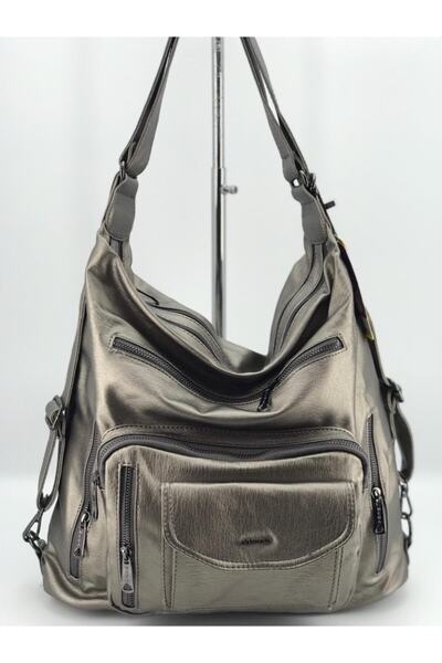 MEGA ÇANTA Mânecă și rucsac cu umăr gri pentru femei 504