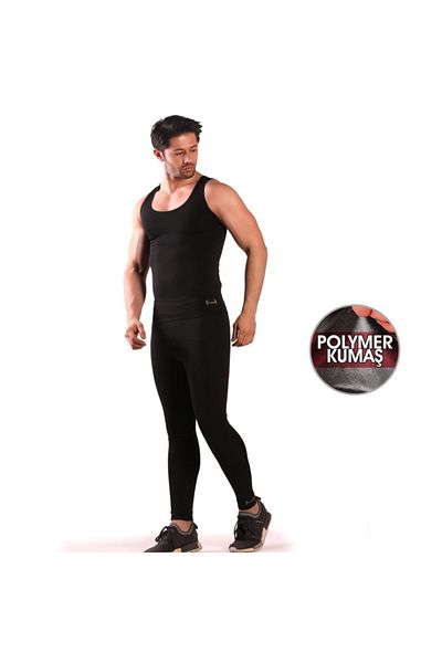 lovebox Polymer Coated Inside Slimming Suspended Undershirt Men's Thermal Corset Set Undershirt and Tights Set