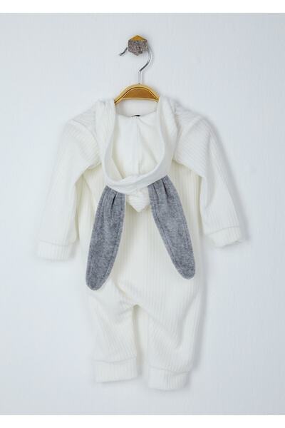 Unisex Bebek Gri Tavşan Kulaklı Tulum