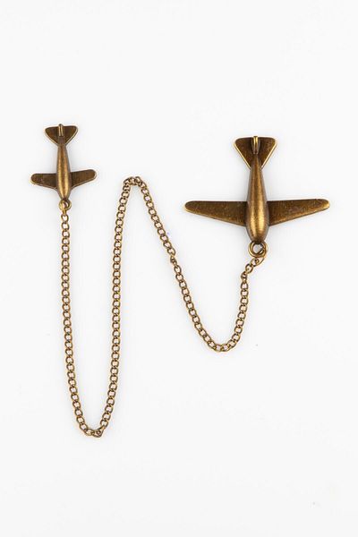Dünyadan Hediyeler Yellow Metal Double Airplane Chain Bookmark