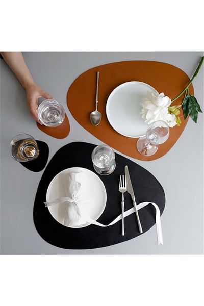 ASENA DESİGN Placemat Leather Black 12 Pieces