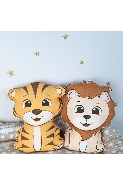 MEKTA HOME Aslan Ve Kaplan Pofuduk Dekoratif Uyku Arkadaşı Yastığı Ve Kırlent...
