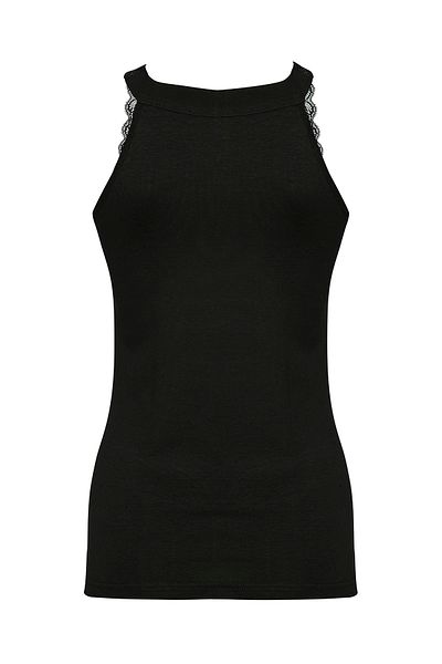 Şahin Tricou negru din dantelă Lycra pentru femei
