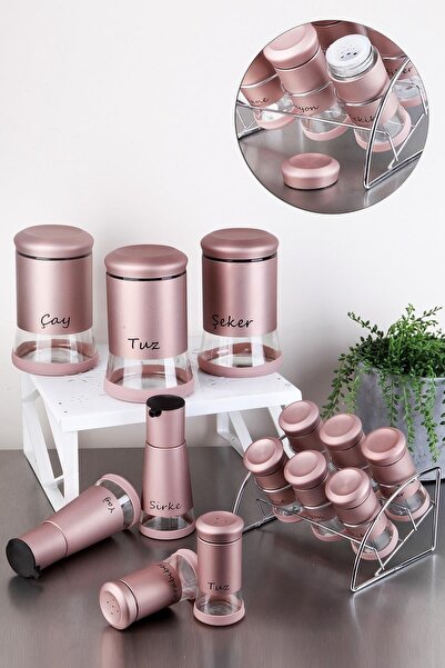 Genel Markalar 13 Parça Rose Gold Cam Baharat Takımı