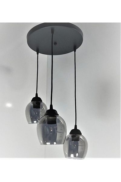 Uçar Black Pendant Lamp 3 Piece Smoked Glass