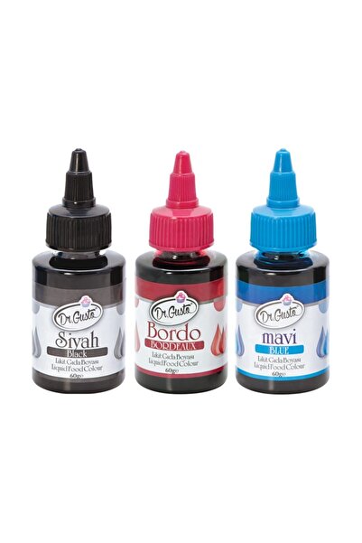Dr. Gusto Dr Gusto Likit Gıda Boyası 3'lü Siyah - Bordo - Mavi 60 gr