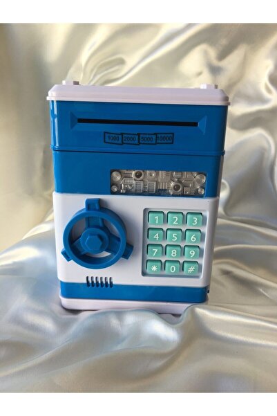 HONEY CONCEPT Atm Şifreli Otomatik Kağıt Para Alan Kasa Kumbara Mavi Renk