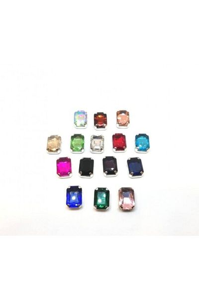 yiğit aksesuar 10 x 14 1.4 cm Cased Strut Rectangular Glass Stones 30 Pieces
