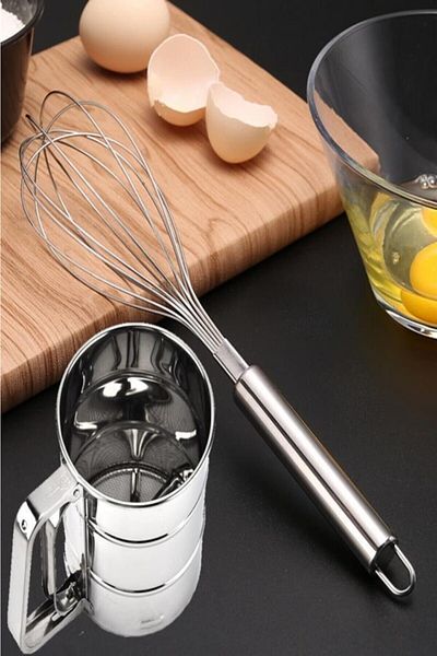 Hyd Steel Whisk and Steel Flour Sieve