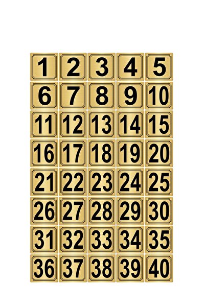 Özarslan Dizayn Gold Color Metal Door Table Cabinet Number 4 cmx4 cm 40 Pieces