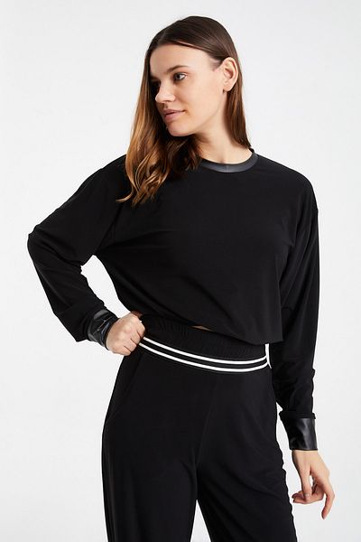 Laranor Γυναικεία μαύρη ελαστική Crop μπλούζα
