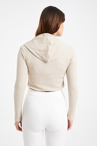 Laranor Жіночий бежевий кроп-светр з капюшоном