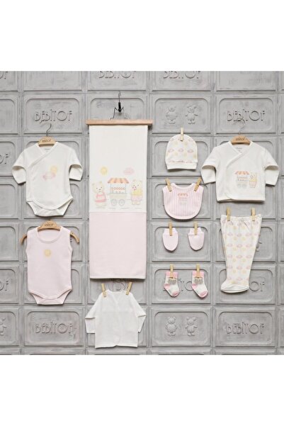 Bebitof Unisex Bebek 10'lu Zıbın Set Şemsiyeli Ayıcık Pembe Std