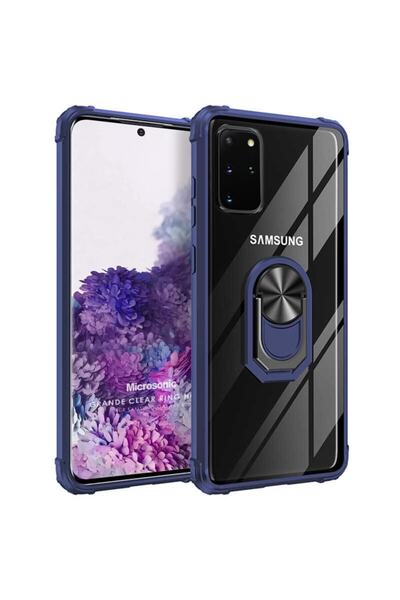 Microsonic Samsung Galaxy S20 Plus Kılıf Grande Clear Ring Holder Lacivert