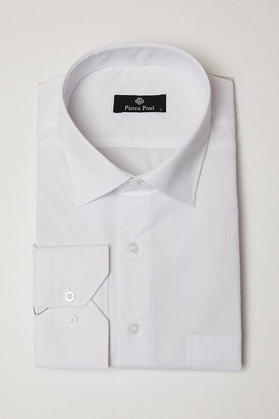 Pietra Paul Men's White Wide Fit Plain Shirt