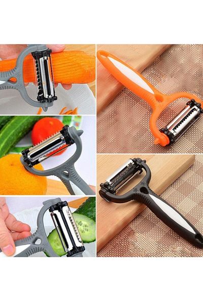 RoseRoi 3-Head Steel Peeler Peeler Chopper with Colorful Handle