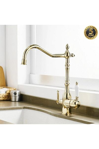 OEM Kitchen Sink Faucet Dual Flow Water Purification Outlet New Design Gold Imported