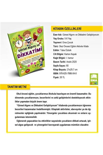 Ema Çocuk Görsel Algımı Ve Dikkatimi Geliştiriyorum 5-6 Yaş Yeni Okul Öncesi ...