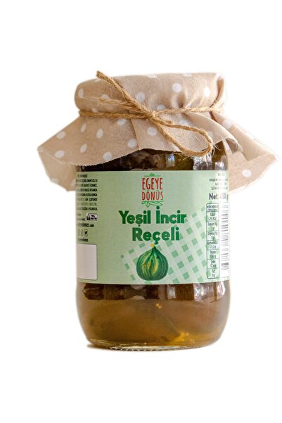 EGEYE DÖNÜŞ Geleneksel Yeşil Incir Ham Incir Reçeli Cam Kavanoz - 450 Gr. (%6...