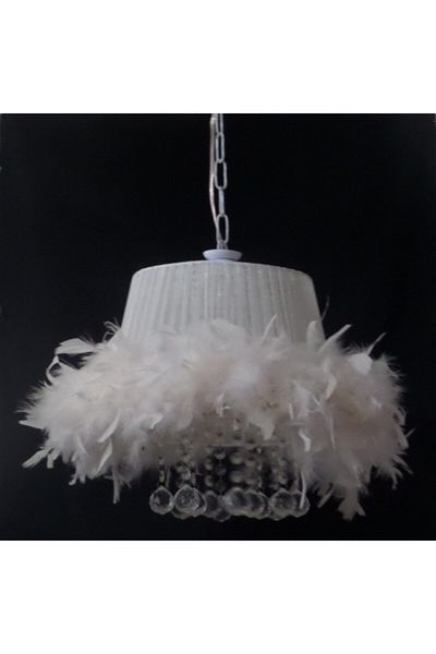 TEKAY AYDINLATMA Cream Feather Stone Chandelier Bedroom Chandelier