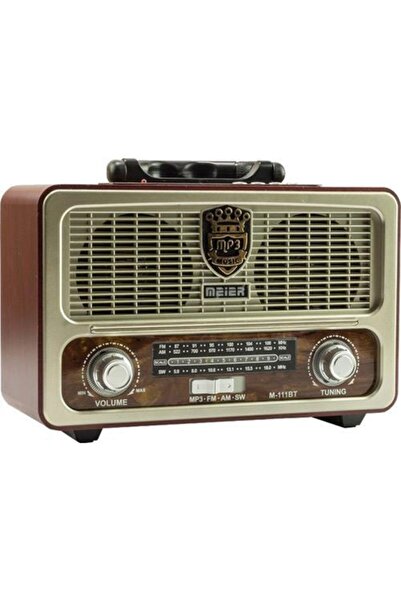 M90 M-111bt Nostaljik Ahşap Retro Fm Radyo Usb Sd Bluetooth Fm