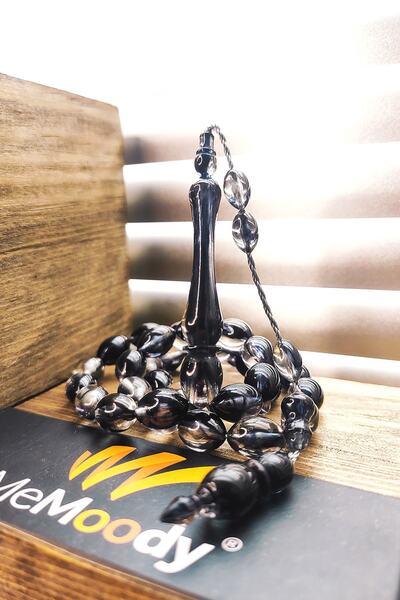 Memoody Sistem Püsküllü Koyu Yeşil Hareli Sıkma Toz Kehribar Erkek Tesbih