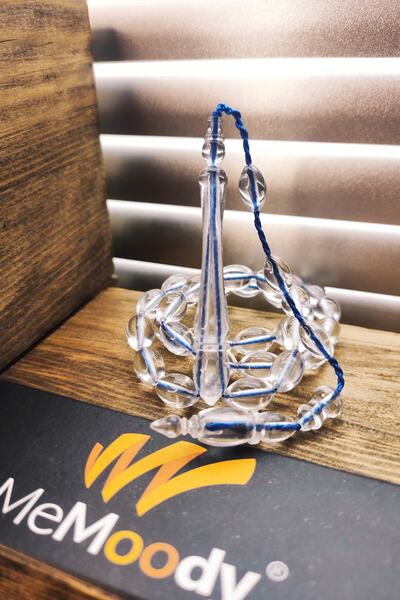 Memoody Sistem Püsküllü Mavi Ip Uçak Camı Sıkma Toz Kehribar Erkek Tesbih