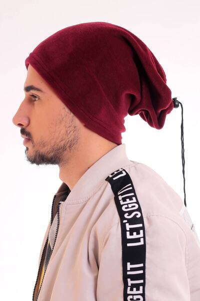 lovebox Men's Burgundy Fleece - Two Way Usable Beret Fleece Neck Collar