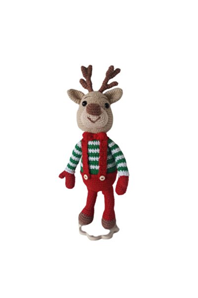 OYUNCAKPARK Yılbaşı Temalı Geyik Uyku Arkadaşı Amigurumi Organik Oyuncak
