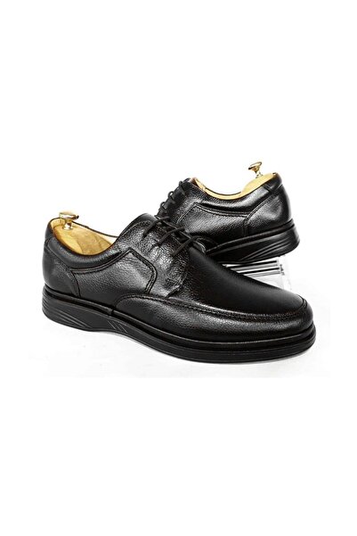 DETECTOR Men's Black Orthopedic Inner Outer Full Leather Extra Comfortable Large Size Casual Shoes 701sk (40-48)