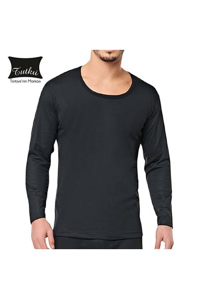 Tutku Ανδρικό μαύρο θερμικό κοστούμι Εσώρουχο κάτω επάνω μακρυμάνικο