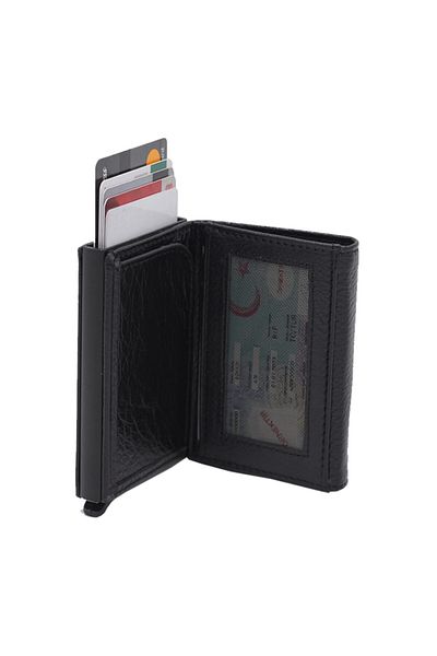 Nobbystar Mechanical Card Holder Leather Wallet