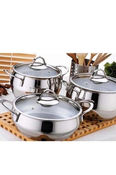 gülsan Gizem 3lü Inox Tencere Takımı 6 Parça Inox