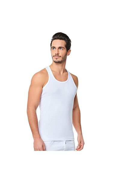 Seher Yıldızı Men's White Strappy Undershirt 6 Pack