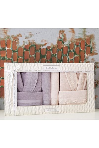 Özdilek Σετ οικογενειακού μπουρνούζι Unisex Grey Gold Branch